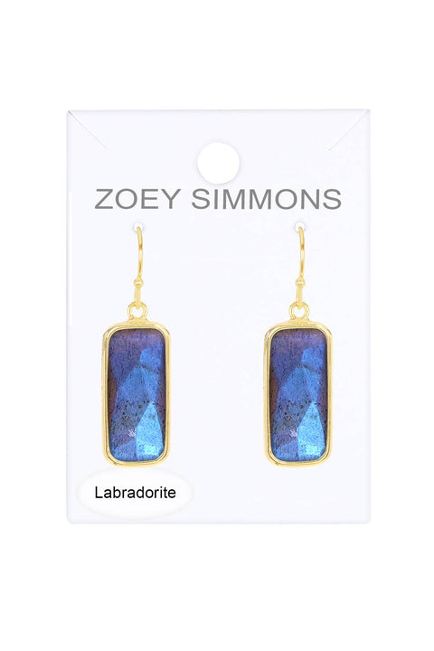 Labradorite Rectangle Earrings - GF