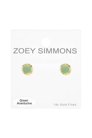 Green Aventurine 7mm Post Earrings In Gold - GF