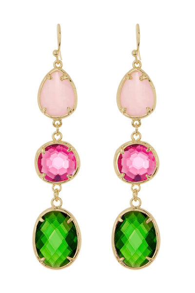 Emerald Crystal & Mixed Crystal Drop Earrings - GF
