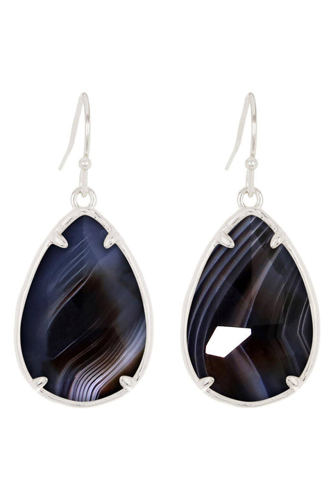 Black Onyx Fancy Cut Drop Earrings - SF