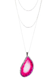 Pink Druzy Quartz Statement Necklace - SF