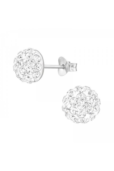 Sterling Silver Round Ear Studs & Swarovski_ Crystals - SS