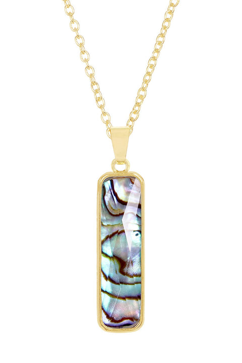 Abalone Rectangle Pendant Necklace - GF