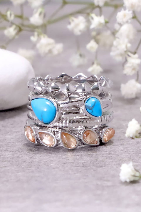 Encino Stack Ring Set In Turquoise - SF