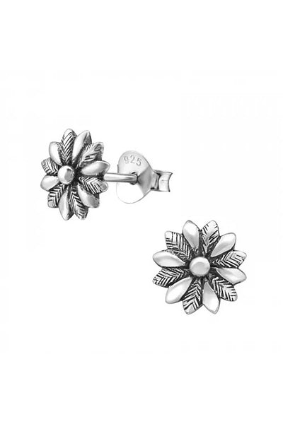 Sterling Silver Flower Ear Studs - SS