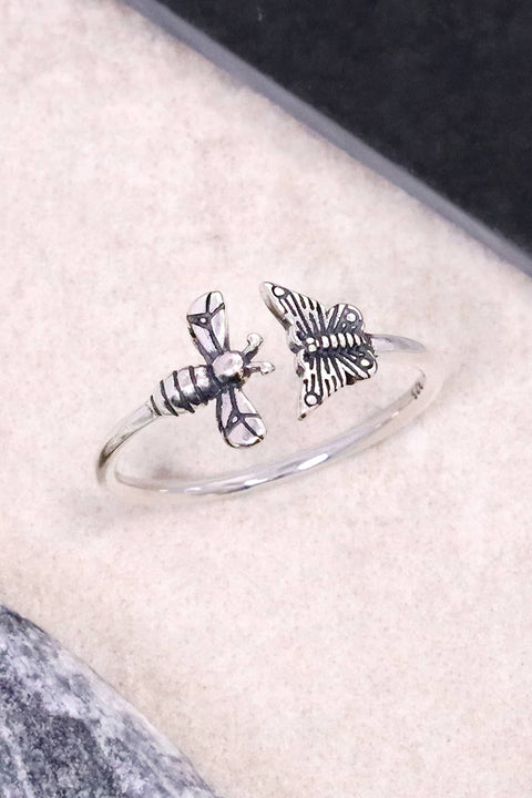 Sterling Silver Bee And Butterfly Ring - SS