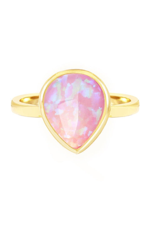 Opal Cotton Candy Teardrop Ring - GF