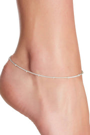 Silver Plated 1mm Bead Chain Anklet - SP