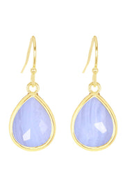 Blue Lace Agate Teardrop Earrings - GF