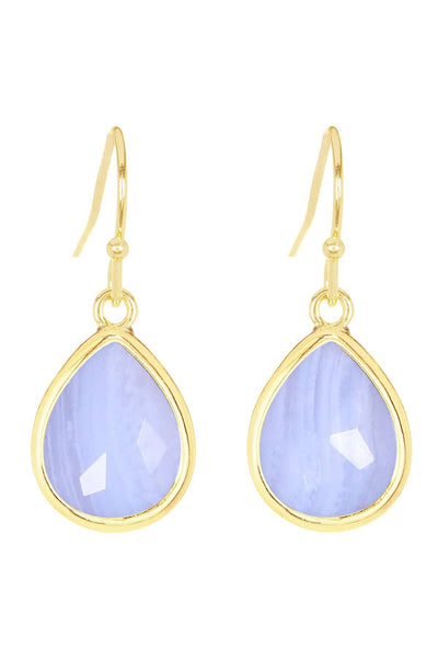 Blue Lace Agate Teardrop Earrings - GF