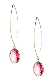 Raspberry Crystal Hoop Earrings In Gold - GF