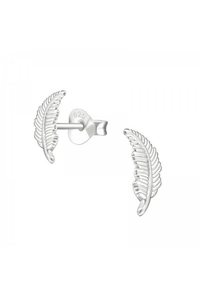 Sterling Silver Feather Ear Studs - SS