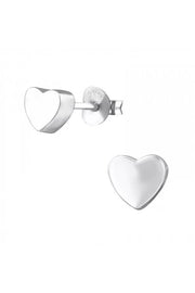 Sterling Silver 3D Heart Ear Studs - SS
