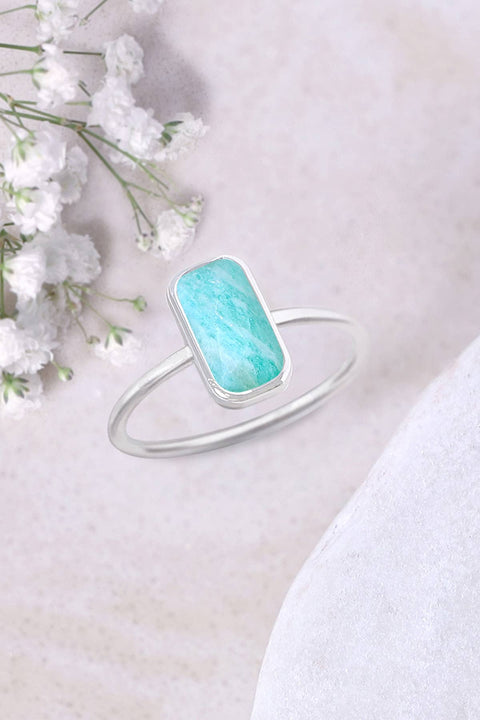 Amazonite Rectangle Petite Ring - SF