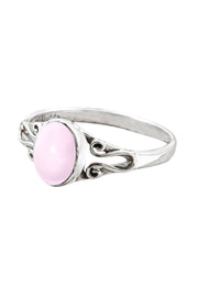 Sterling Silver & Rose Quartz Bali Scroll Ring - SS