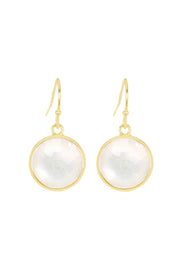 Mother Of Pearl Round Drop Earrings - GF