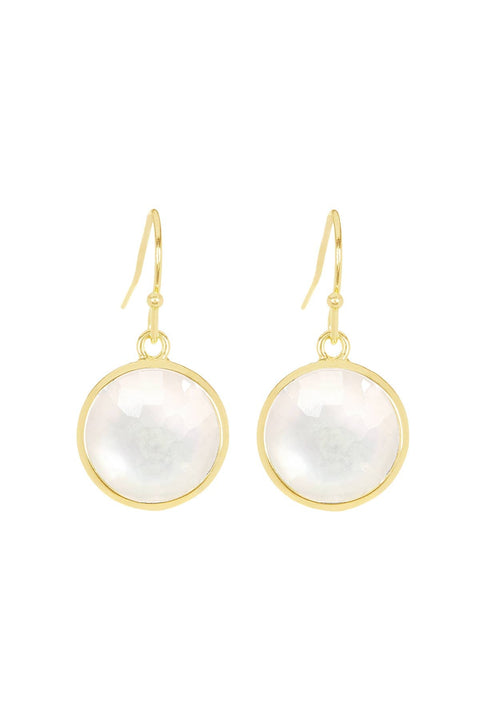 Mother Of Pearl Round Drop Earrings - GF