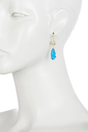 Swiss Blue Crystal & Lotus Drop Earrings - GF