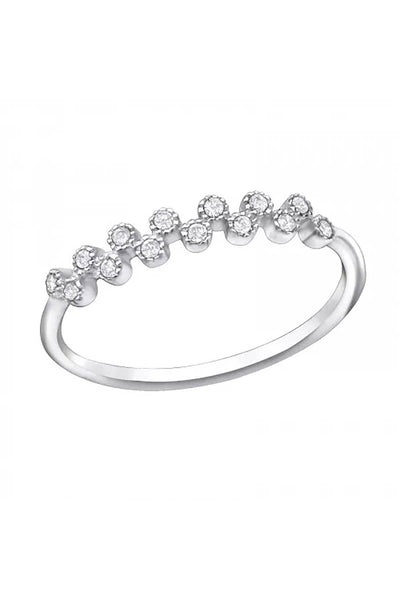 Sterling Silver Band Ring With CZ - SS