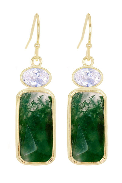 Moss Agate Drop Earrings - GF