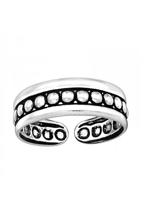 Sterling Silver Dots Adjustable Toe Ring - SS