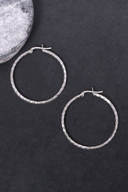 Sterling Silver Hammered Hoop Earrings - SS