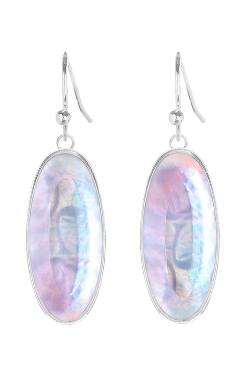 Mother Of Pearl Oval Drop Earrings - SF