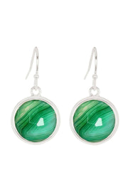 Green Lace Agate Round Earrings - SF