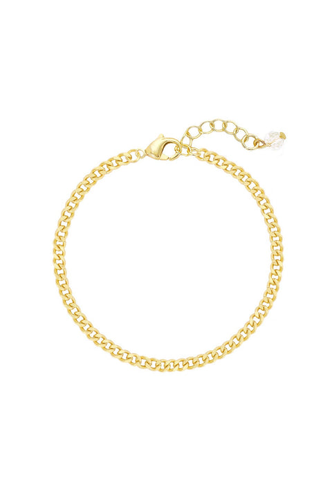 14k Gold Plated 3mm Curb Chain Bracelet - GP