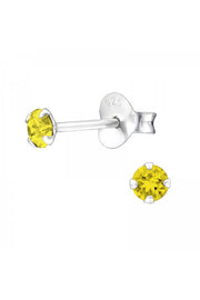 Sterling Silver Round 3mm Ear Studs With Cubic Zirconia - SS
