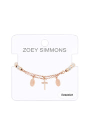 Sterling Silver With Rose Gold Plated Rosary Bracelet - SS