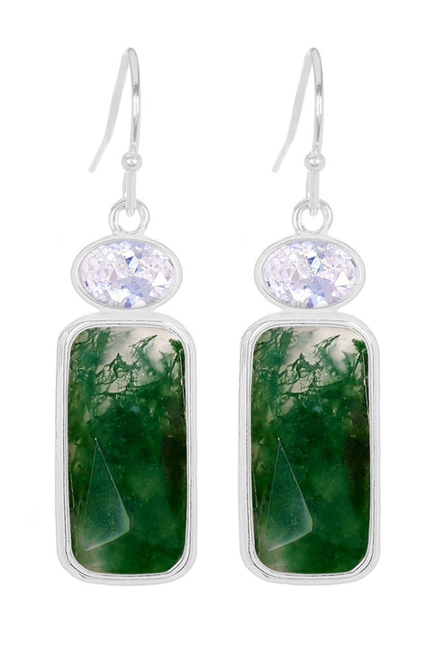 Moss Agate Drop Earrings - SF