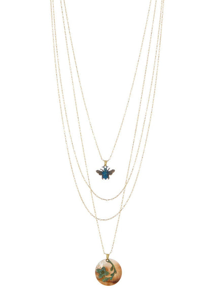 Natural Patina With Abalone Multi Strand Necklace - GF