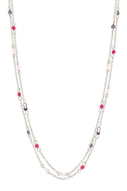 Pink Austrian Crystal Two Strand Necklace - SF