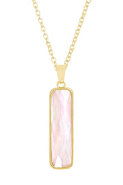 Mother Of Pearl & Quartz Rectangle Necklace - GF