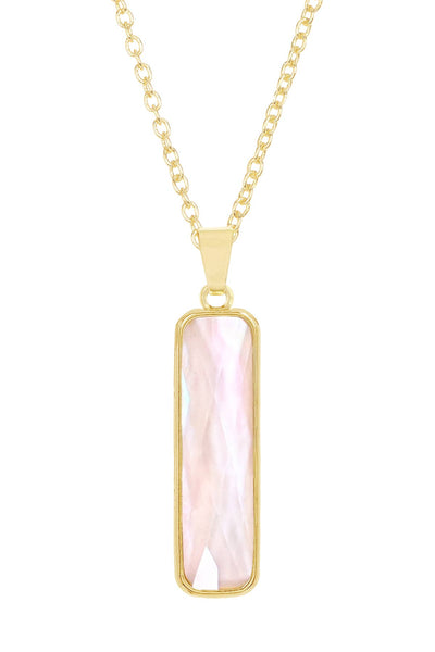 Mother Of Pearl & Quartz Rectangle Necklace - GF