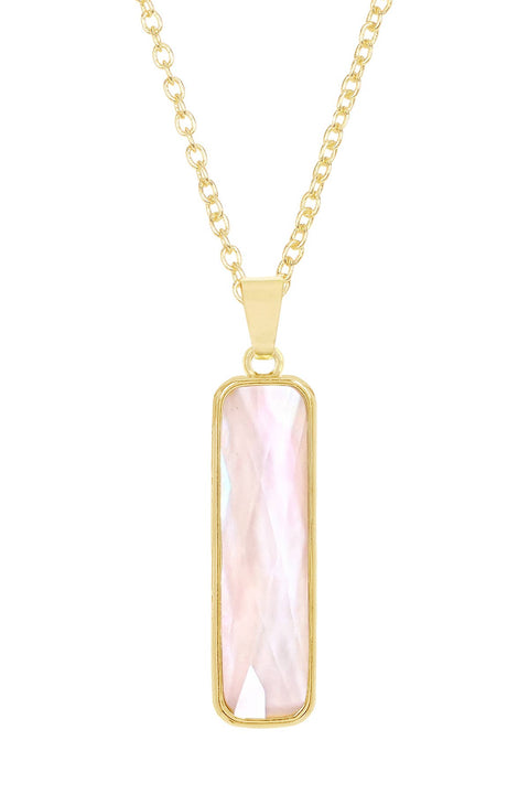 Mother Of Pearl & Quartz Rectangle Necklace - GF