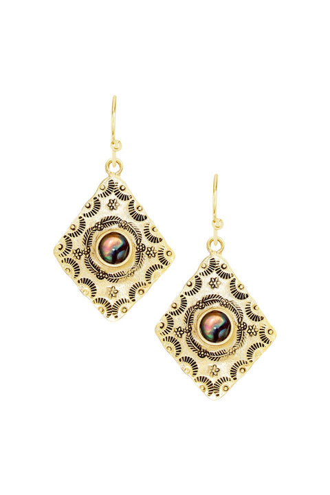 Abalone & 14k Gold Plated Indira Drop Earrings - GF