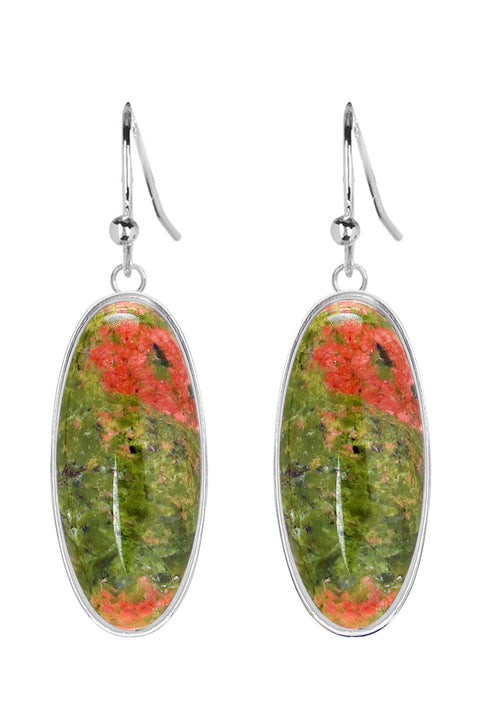 Unakite Oval Drop Earrings - SF