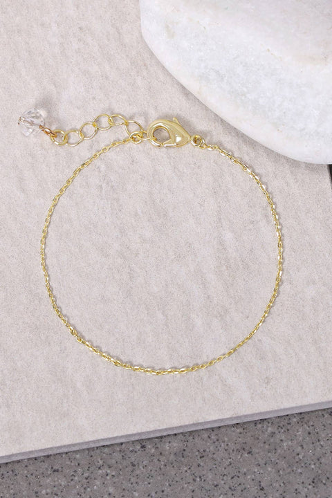 14k Gold Plated 1mm Cable Chain Bracelet - GP