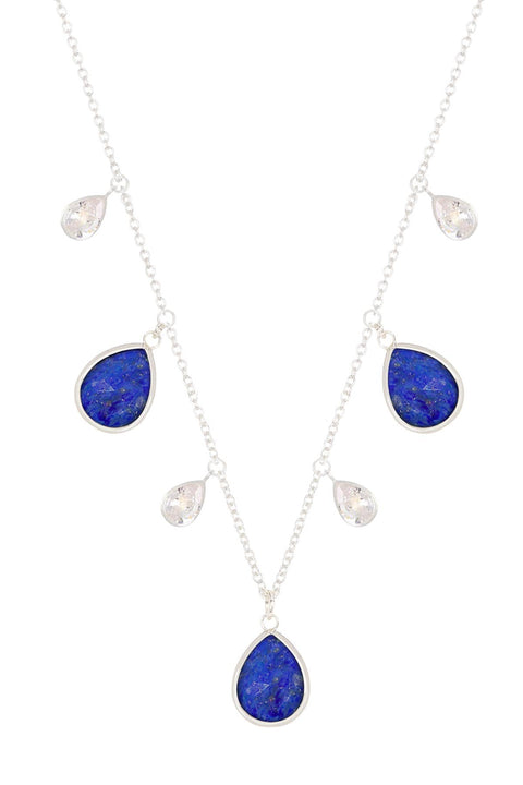 Lapis With CZ Station Necklace - SF