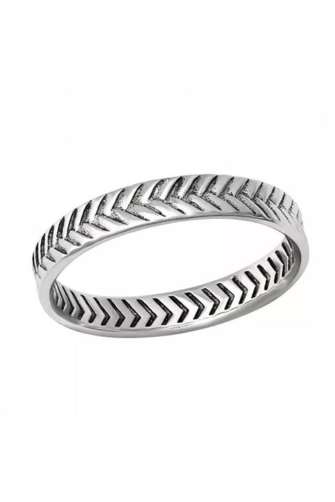 Sterling Silver Patterned Band Ring - SS