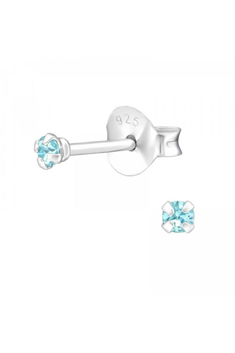 Sterling Silver Round Ear Studs With Genuine Crystals - SS