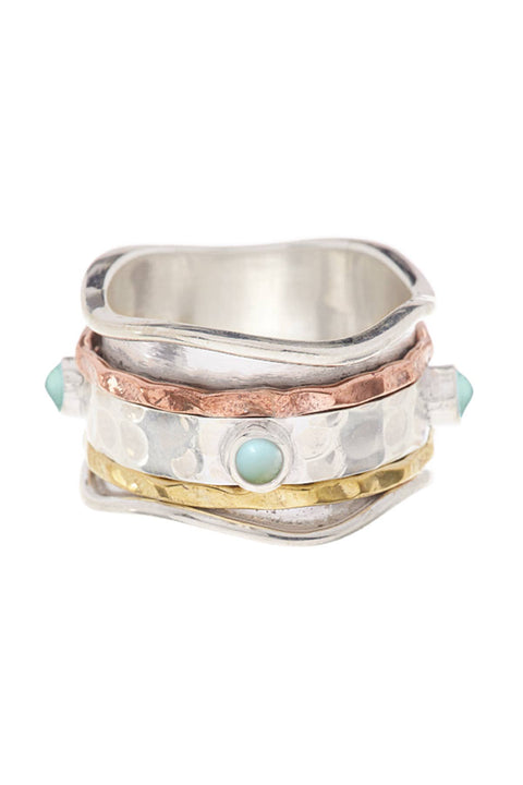 Amazonite Tri Tone Spinner Ring - SF