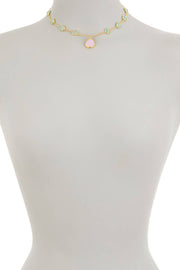 Amazonite & Rose Crystal Pendant Necklace - GF