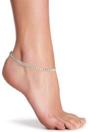 Silver Plated 3mm Curb Chain Anklet - SP