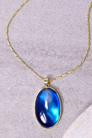 Labradorite Doublet Oval Cabochon Pendant Necklace - GF