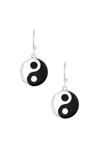 Sterling Silver Yin & Yang Drop Earrings - SS