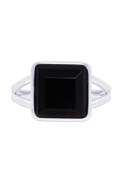 Black Onyx Square Cut Ring - SF