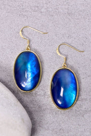 Labradorite Doublet Oval Cabochon Statement Earrings - GF